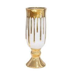 ΒΑΖΟ ΚΕΡΑΜΙΚΟ ΛΕΥΚΟ-ΧΡΥΣΟ 16.5x16.5x47.2cm Eurolamp 819-01505