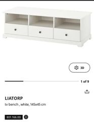 Έπιπλο Τηλεόρασης IKEA LIATORP (Λευκό) 145x45 εκ.