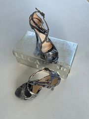 Luca Stefani "Suria" Python Print Δερμάτινα Πέδιλα Μέγεθος 36