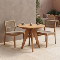Τραπέζι Cadrada pakoworld teak ξύλο σε φυσική απόχρωση Φ70x76εκ