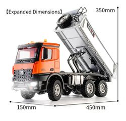 Off-Road 2026 Huina 1598 Electric Alloy 6X6 Dump Truck Toy 2.4GHz 6WD 1/14