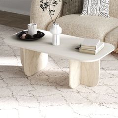 Τραπεζάκι σαλονιού Becaj Megapap χρώμα sandstone - travertine 120x60x41,4εκ.