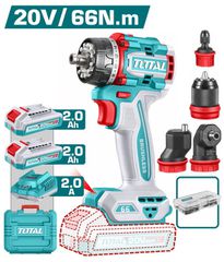 TOTAL ΕΠΑΓΓ. ΔΡΑΠ/ΒΙΔΟ COMPACT ΜΕ 4 ΚΕΦΑΛΕΣ ΜΠΑΤ. Li-ion 20V/66Nm/2Ah/ 2 ΜΠΑΤ BL Motor (TDLI206686E)