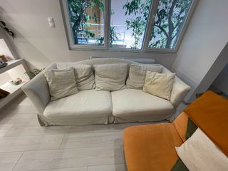 Λευκός καναπές με αποσπώμενο πλενόμενο κάλυμμα, 2,15μ