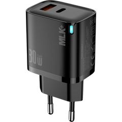 MLK+BD-089-30AC Wall adapter 30W PD3.0 USB-C & USB-A LED indicator Μαύρο