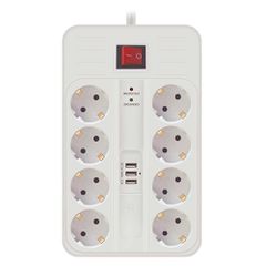 Technik Πολύπριζο 8 Θέσεων (1,5mm2) με Διακόπτη & 3 Θύρες USB 16A με Προστασία Υπέρτασης 1.5m