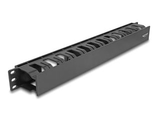 DELOCK cable management 67021 για rack 19"/1U, 2 ανοίγματα, πλαστικό, μαύρο