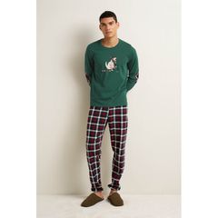 Vamp Ανδρική Πυτζάμα Βαμβακερή Dog Green Tartan Winter '26