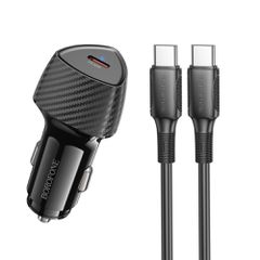 Φορτιστής Αυτοκινήτου Borofone BZ31B Solid USB-C PD30W με Καλώδιο USB-C σε USB-C 1m Μαύρος
