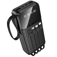 Power Bank Borofone BJ76A 20000mAh με 4 Καλώδια Φόρτισης και 4 Θύρες USB-C USB-A Lightning Micro-USB και LED Ένδειξη Μπαταρίας Μαύρο