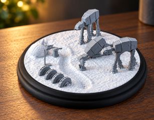 Star Wars 3D printed διοράμα χιονισμένης μάχης με walkers