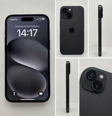 iPhone 15 ,128gb , μαύρο , άριστη κατάσταση με υγεία μπαταρίας 86%