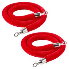 VEVOR 2 τεμ. Red Velvet Stanchion Ropes, 1,5 m Crowd Control Stanchion Red Velvet Ropes with Silver Hooks, Post Queue Barrier Carpet Rope for Carpet Events Κινηματογράφοι Μεγάλα εγκαίνια Ξενοδοχεία Πά