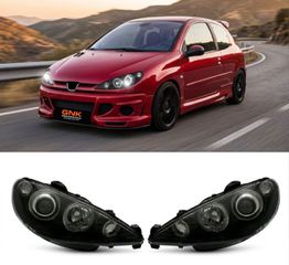 ΦΑΝΑΡΙΑ ΕΜΠΡΟΣ Headlights Peugeot 206 angel eyes Balck