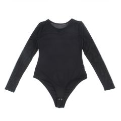 Black Sheer Mesh Open Crotch Bodysuit-thumb-7