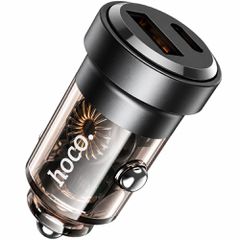 Φορτιστής Αυτοκινήτου Hoco. DZ15 Contact PD45W QC 1xUSB-A 1xUSB-C Διάφανος Φιμέ