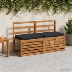 vidaXL Μαξιλάρια Πάγκου 2 Τεμαχίων VUGHT 2 pcs 100% Πολυεστέρας Μαύρο