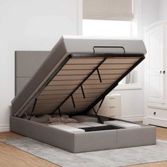 Οθωμανικό κρεβάτι με στρώμα & LEDs Taupe 120x190cm ύφασμα 3313910