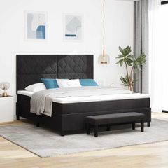 Κρεβάτι με ελατήρια με κεφαλάρι Μαύρο 200 x 180 cm Βελούδο 3344596