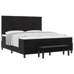 Κρεβάτι με ελατήρια με κεφαλάρι Μαύρο 200 x 180 cm Βελούδο 3344596-thumb-1