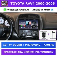 9” Οθόνη Toyota RAV4 2000–2006 με Wireless CarPlay & Android Auto – για κονσόλα με ψηφιακό κλιματισμό