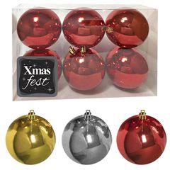 Μπάλα Γυαλιστερή πακ=6τεμ 10cm ø10cm Xmasfest 1131713 93-1693