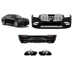Body kit Για Mercedes-Benz GLE Coupe C167 2019-2023 GLE63s Amg Look Black Edition Με Μάσκα & Μπούκες Μαύρες