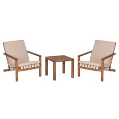 LOUNGE ΣΕΤ ΕΞ.ΧΩΡΟΥ 3ΤΜΧ DAME HM10982 ΞΥΛΟ ΑΚΑΚΙΑΣ--ΣΧΟΙΝΙ STRAP & ΜΑΞΙΛΑΡΙΑ ΣΕ ΜΠΕΖ