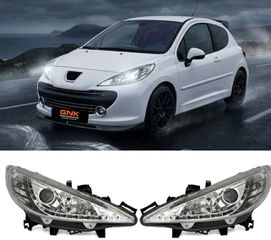 ΦΑΝΑΡΙΑ ΕΜΠΡΟΣ LED Headlights Peugeot 207 (2006-2009) chrome