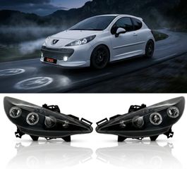 ΦΑΝΑΡΙΑ ΕΜΠΡΟΣ LED Headlights Peugeot 207 (2006-2009) led angel eyes Black