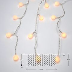 XMAS ΛΑΜΠΑΚΙ ΚΟΥΡΤΙΝΑ 168 LED 5mm ΜΕ ΛΕΥΚΕΣ ΜΠΑΛΕΣ Φ2cm 31V ΜΕΤΑΣΧΗΜΑΤΙΣΤΗ 4 ΕΠΕΚΤΑΣΕΙΣ ΕΩΣ 3 ΣΕΤ ΔΙΑΦΑΝΟ PVC ΚΑΛΩΔΙΟ ΘΕΡΜΟ ΛΕΥΚΟ LED (H80 x W300cm 21 ΣΕΙΡΕΣ) ΠΑΡΟΧΗ 3m IP44 Eurolamp 600-02034