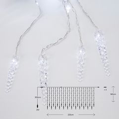 XMAS ΛΑΜΠΑΚΙ ΚΟΥΡΤΙΝΑ 176 LED 5mm ΜΕ ΣΤΑΛΑΚΤΙΤΕΣ 31V ΜΕΤΑΣΧΗΜΑΤΙΣΤΗ 4 ΕΠΕΚΤΑΣΕΙΣ ΕΩΣ 3 ΣΕΤ ΔΙΑΦΑΝΟ PVC ΚΑΛΩΔΙΟ ΛΕΥΚΟ LED (H140 x W225cm 16 ΣΕΙΡΕΣ) ΠΑΡΟΧΗ 3m IP44 Eurolamp 600-02021