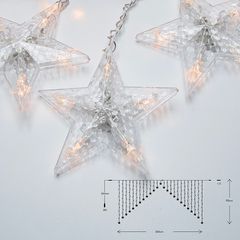 XMAS ΛΑΜΠΑΚΙ ΚΟΥΡΤΙΝΑ 236 LED 5mm ΜΕ ΑΣΤΕΡΙΑ 31V ΜΕΤΑΣΧΗΜΑΤΙΣΤΗ 4 ΕΠΕΚΤΑΣΕΙΣ ΕΩΣ 3 ΣΕΤ ΔΙΑΦΑΝΟ PVC ΚΑΛΩΔΙΟ ΘΕΡΜΟ ΛΕΥΚΟ LED (H175 x W300cm 21 ΣΕΙΡΕΣ) ΠΑΡΟΧΗ 3m IP44 Eurolamp 600-02007