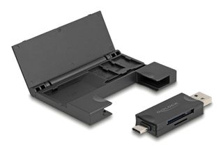 DELOCK card reader 91014 για SD & micro SD, με θήκη, USB/USB-C, 5Gbps, μαύρο