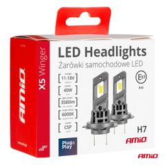 Amio - H7 12V 50W 6.000K 4200LM CSP LED CAN-BUS SERIES X5 WINGER 2ΤΕΜ. (03946/AM)-thumb-1