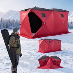 Σκηνή Ψαρέματος στον Πάγο VEVOR Pop Up 6-8 Ατόμων 3,6 x 1,8 x 2 m Φορητή Στέγη, για Χειμερινό Ψάρεμα, Εμβαδόν 6,27 m², Κουβέρτα από Ύφασμα Oxford 300D, Παγάκι με Άγκυρες, Σχοινιά, Τσάντα Μεταφοράς, Κό