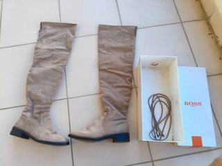 Γυναικείες Μπότες Over-the-Knee (Πάνω από το Γόνατο) Σουέτ Μπεζ – Νούμερο 37