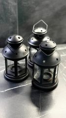 Σετ 3 Μεταλλικά Φαναράκια Ρεσώ Μαύρα με Αστεράκια