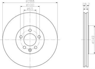 Δισκόπλακα εμπρόσθια 288x25 (ΚΑΙΝΟΥΡΓΙΑ) ,VW  ,GOLF 3 ,VENTO ,PASSAT 94>97 .