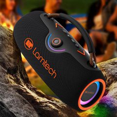 LAMTECH PORTABLE WIRELESS V5.3 SPEAKER 80W BLACK ORANGE-thumb-1