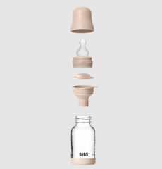 Bibs Γυάλινο Μπιμπερό Blush 120ml Με Θηλή Σιλικόνης Αργής Ροής-thumb-1