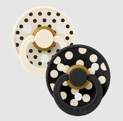 BIBS Colour Σετ Πιπίλες 2τμχ – Ivory/Black Στρόγγυλη No3