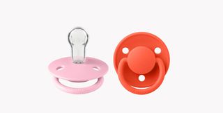 BIBS Πιπίλες De Lux 2τμχ Σιλικόνης One Size Dusty Baby Pink/Tango-thumb-1