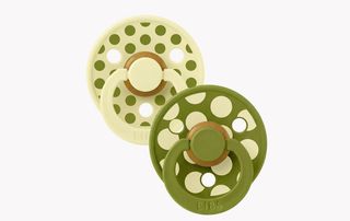 BIBS Studio Collection Σετ Πιπίλες 2τμχ Polka Dot Luna/Wasabi Στρόγγυλη No2