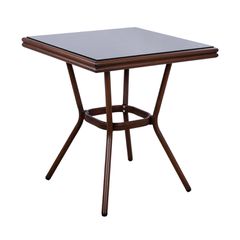 ΤΡΑΠΕΖΙ ΑΛΟΥΜΙΝΙΟΥ HARLOW 70X70X76Υ ΜΕ ΟΨΗ BAMBOO HM5568.03 ΚΑΦΕ ΜΕ ΓΥΑΛΙ
