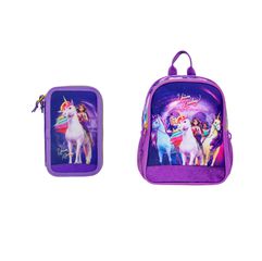 Unicorn Academy – Filled Double Pencil Case 19.5x12.5x5 cm + Small Backpack 26.5x21x10 cm (bundle)