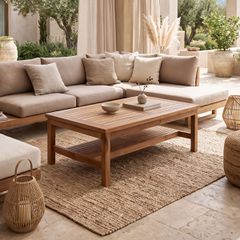Τραπέζι σαλονιού Louf pakoworld καρυδί teak ξύλο 120x70x40εκ