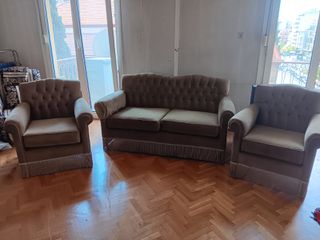 Σετ Σαλόνι Vintage Καπιτονέ (Τριθέσιος Καναπές & 2 Πολυθρόνες)