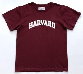 Men's CHAMPION - HARVARD UNIVERSITY Logo Collegiate Wear Burgundy Bordeaux T-Shirt, Ανδρικό, Size S