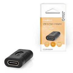 NEDIS CCGB64900BK Αντάπτορας USB 3.2 Gen 2x1 Type-C θηλ. - Type-C θηλ., σε μαύρο χρώμα.